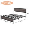 Full Size Bed Frame with Headboard, Industrial Platform Bed Frame with Charging Station - 2 of 4