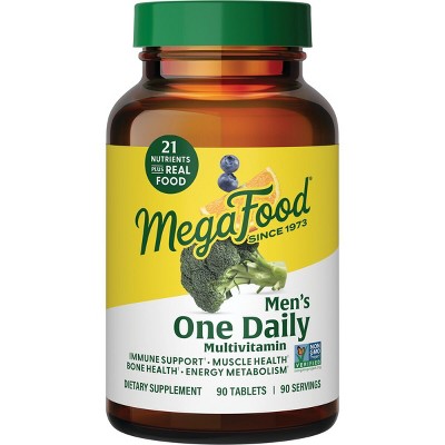 MegaFood Men's One Daily Multivitamin- w/ Zinc, Selenium, Vitamin B12, Vitamin B6 & Vitamin D - Immunity, Muslce & Bone Health, Vegetarian, 90 Tabs.