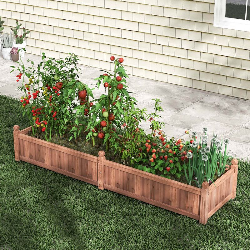 Costway Wooden Raised Garden Bed Outdoor Rectangular Planter Box with Drainage Holes, 2 of 11