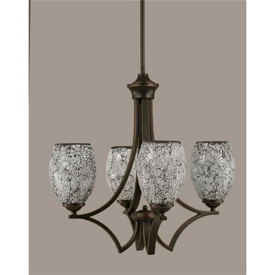Toltec Lighting Zilo 4 - Light Chandelier in  Dark Granite with 5" Black Fusion Shade