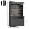 Jojoka 72" Farmhouse Coffee Cabinet with LED Lights, Kitchen Sideboard Buffet Hutch with Storage, Microwave Stand/ Rack/Glass Shelf - 2 of 4