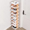 NewHome"9-Tier Narrow Vertical Shoe Rack Organizer - Space-Saving Plastic Stand for Entryway & Closet"Green&Orange - 2 of 4