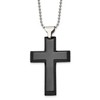 Chisel Stainless Steel Polished Black IP-plated Large Cross Pendant on a 24" Ball Chain Necklace - 2 of 4