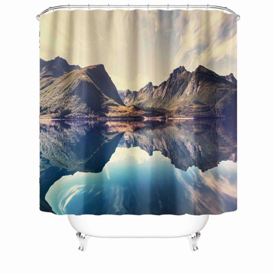 Sea And Mountain Shower Curtains for Bathroom Waterproof Fabric Bath Curtain Durable Soft Stylish Bathroom Decor 72x72 Inch