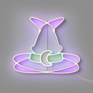 Animated Novelty Faux Neon Witch Hat with Purple/White/Green LEDs - Hyde and EEK! Boutique™ - 1 of 4