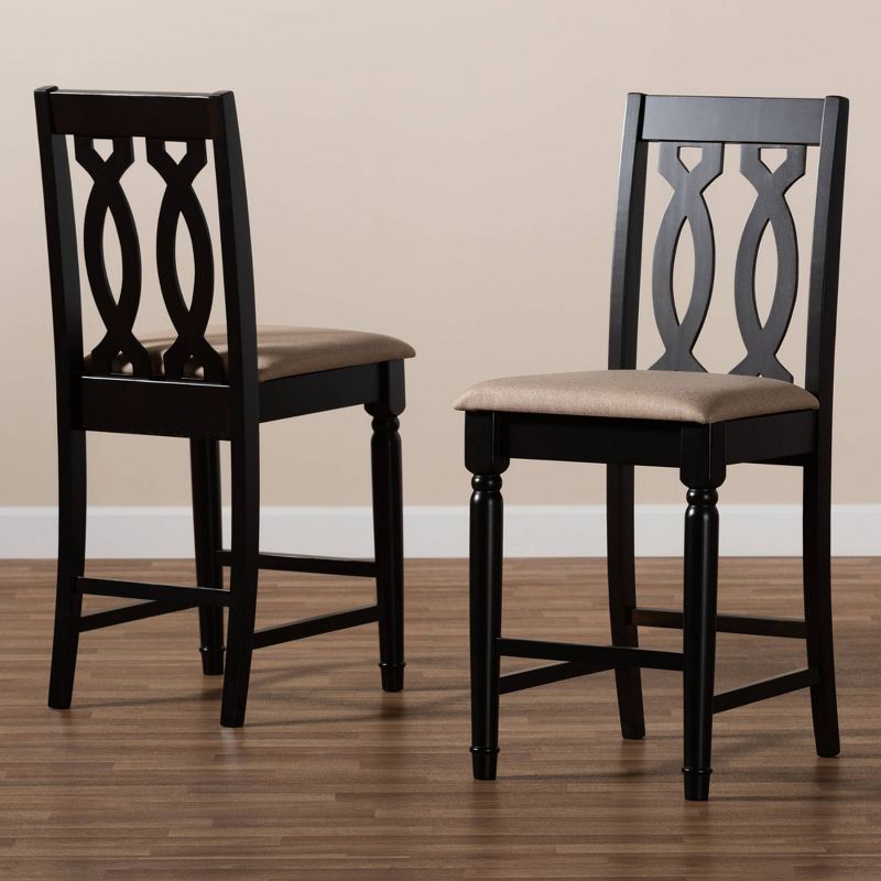 Set of 2 Darcie Upholstered Wood Counter Height Barstools - Baxton Studio, 4 of 10