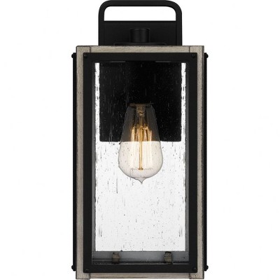 Matte Black Seeded Glass Outdoor Wall Lantern