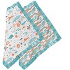 Bacati - Jungle Safari Camo Boys Muslin 2 pack Security Blankets Aqua Orange Gray - 2 of 4