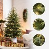 LuxenHome 6Ft Pre-Lit Artificial Spruce Christmas Tree in White Pot, Hinged Branches & Warm Lights Green - 2 of 4