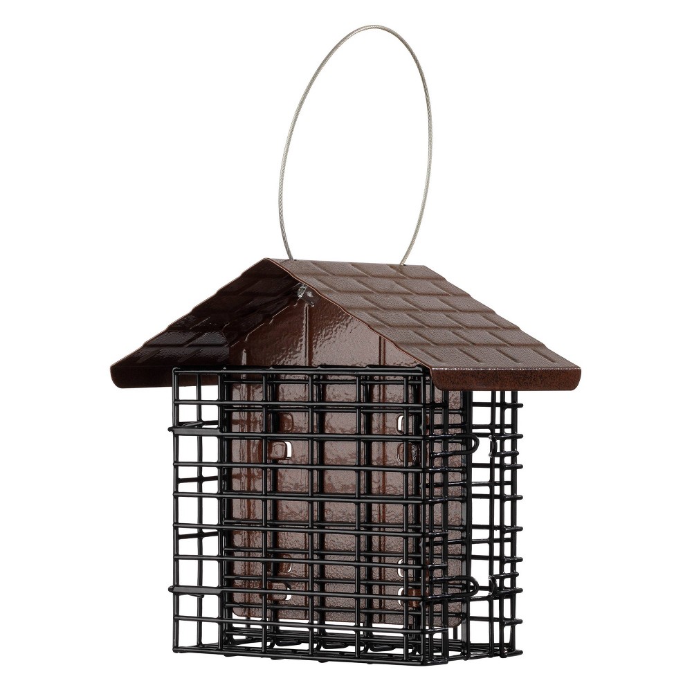 More Birds 2 Cake Suet Feeder with Weather Guard: Solid Steel, Dual Feeding Stations, Weather-Resistant