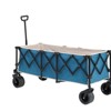 VisioGear Foldable Extended Wagon with 220lbs Weight Capacity, 300L Folding Utility Garden Cart with Drink Holders, Blue, 53.54"*21.26"*23.62" - 4 of 4