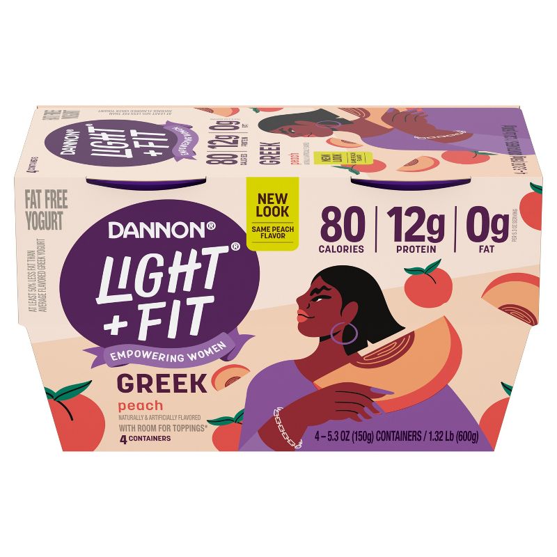 Light + Fit Nonfat Gluten-Free Peach Greek Yogurt - 4ct/5.3oz Cups, 3 of 9