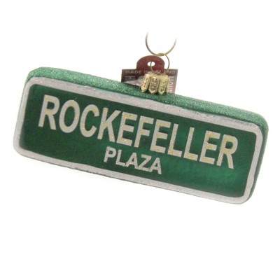 Holiday Ornaments 1.75" Rockefeller Plaza Street Sign New York Travel Vacation  -  Tree Ornaments