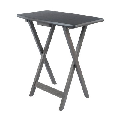 Oyster Gray 5-Piece Transitional Snack Table Set with Storage Stand