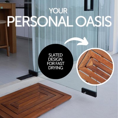 Nordic Teak Medium Wood Oiled Shower and Bath Mat