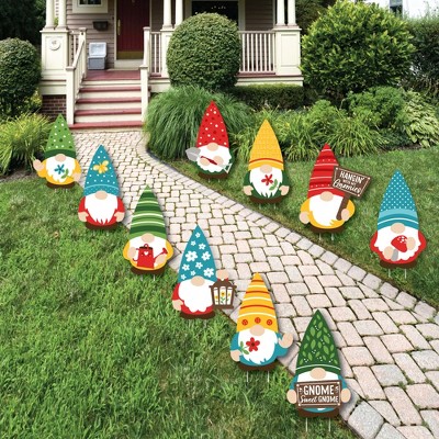 Big Dot of Happiness Garden Gnomes - Lawn Decorations - Outdoor Forest Gnome Party Yard Decorations - 10 Piece