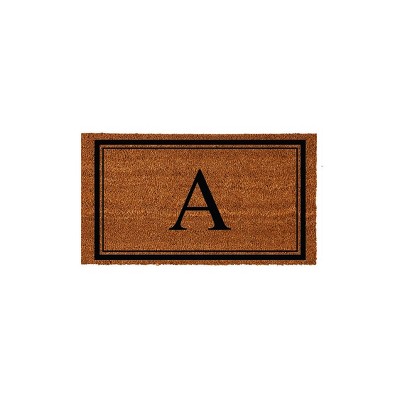 Evergreen Monogram Indoor Outdoor 100% Natural Coir Doormat 28" x 16" |  Letter  "A"