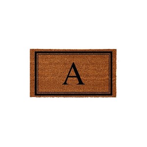 Evergreen Monogram Indoor Outdoor 100% Natural Coir Doormat 28" x 16" |  Letter  "A" - 1 of 3