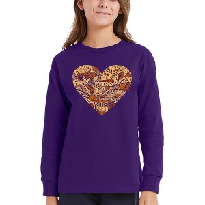 LA Pop Art Thanksgiving Heart - Girl's Word Art Long Sleeve T-Shirt - 1 of 4