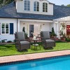 3 Piece Patio Dining Table Set, Wicker Rocking Bistro Set with 2 Swivel Chairs & Tempered Glass Top Table, Rattan Outdoor Furniture - 3 of 4