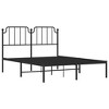 vidaXL Queen Metal Bed Frame with Headboard, Sturdy Steel, Black, No Mattress - 4 of 4