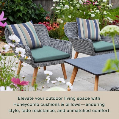 Coastal Blue Textured Outdoor Chair Cushions Set