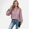 Anna-Kaci Women's Leopard Print Long Sleeve V-Neck Blouse - 3 of 4