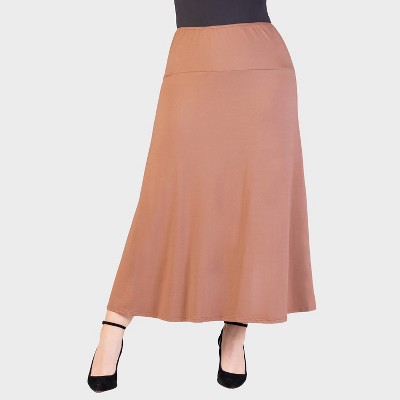 24seven Comfort Aapparel Womens Plus Elastic Waist Comfortable Fit Maxi Skirt