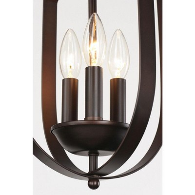 Oil Rubbed Bronze Geometric 3-Light Candle Chandelier