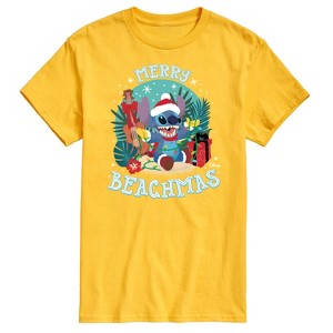 Men's - Lilo and Stitch - Merry Beachmas Christmas Short Sleeve Graphic T-Shirt - 1 of 4