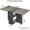 Folding Dining Table, Drop Leaf Dining Table with 6 Wheels and 2-Layer Storage Shelf, Space Saving Dining Table for Small Spaces - 3 of 4