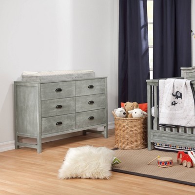 Cottage Grey Farmhouse 6-Drawer Double Dresser for Nursery