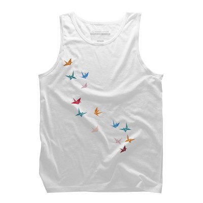 Men's Design By Humans Flying Paper Cranes Birds By Magnussons Tank Top