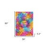 HomeRoots 80" X 56" Blue Pink And Yellow Cotton Hanging Tapestry - 3 of 4