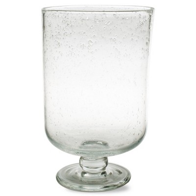 tagltd Clear Bubble Glass Hurricane Candle Holder Medium, 6.00L x 6.00W x 9.5H inches.