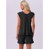 INSPIRE CHIC Women's Cute Ruffle Trim Cap Sleeve Tops and Shorts 2 Piece Pajama Sets - image 4 of 4