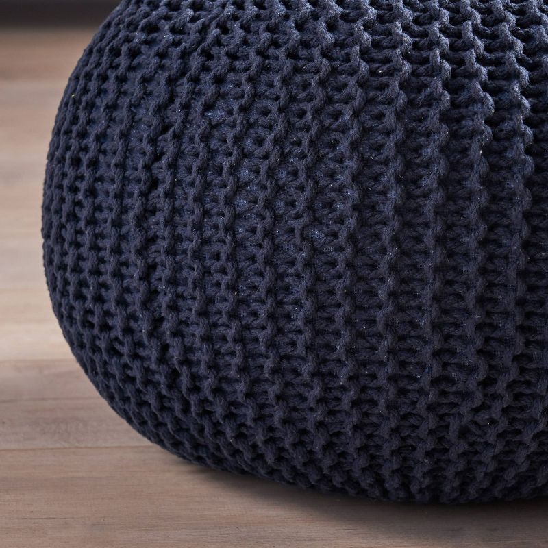 Abena Modern Knitted Cotton Round Pouf - Christopher Knight Home, 5 of 10