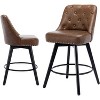 Modern Counter Height Swivel Bar Stools with Upholstered, Wood Legs & Footrest for Kitchen Island Dining Room Home Barm - 2 of 4