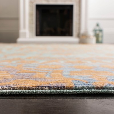 Valencia Blue and Gold Hand-knotted Synthetic Area Rug