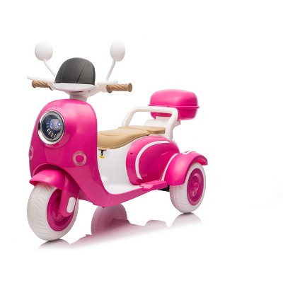 Lomsoe 12V Kids Electric Motorcycle, Electric Bike for Toddler 3-6, 3 Wheels Ride On Scooter with USB 2 Seats Dual Motor Motorbike for Ages 3+