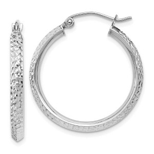 Black Bow Jewelry 2.5mm, 14k White Gold Knife Edge Diamond Cut Hoops, 25mm (1 Inch) - 1 of 4