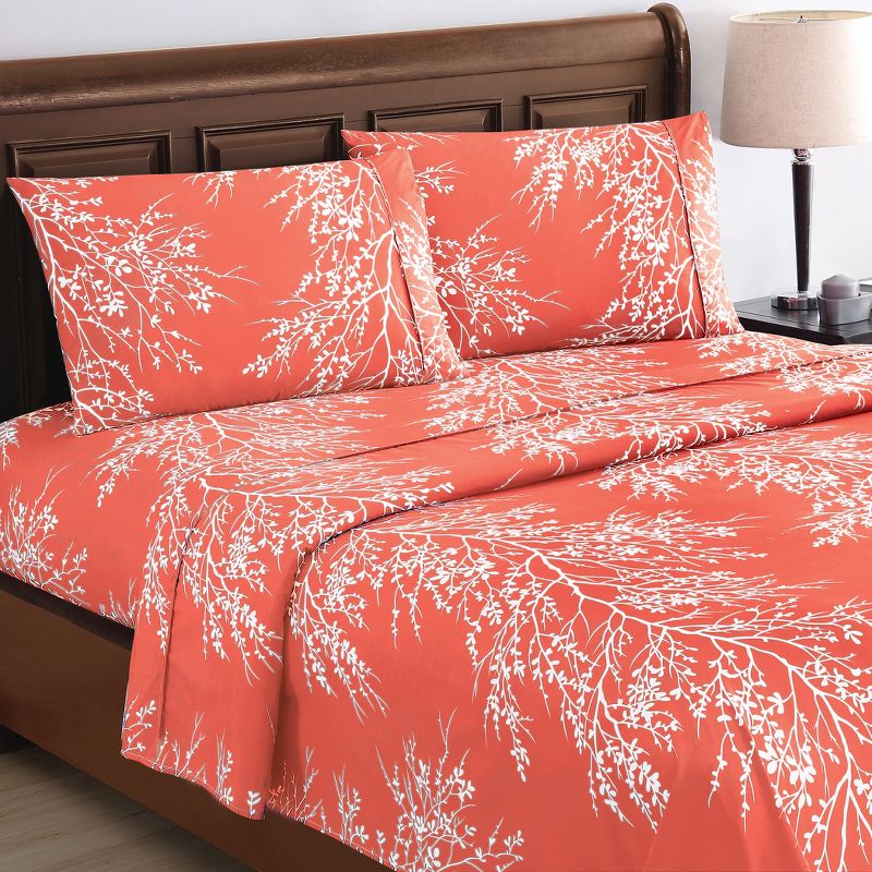 Collections Etc 4-Piece Spring Foliage Bed Sheet and Pillowcase Set, 2 of 6