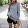 Amaryllis Women's Cable Knit Sleeve Crew Neck Sweater Long Sleeve Cozy Soft Knit Oversized Fit - 2 of 4