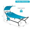 Costway Patio Hanging Chaise Lounge Chair with Canopy, Cushion, Pillow & Storage Bag Blue/Beige/Brown - 4 of 4