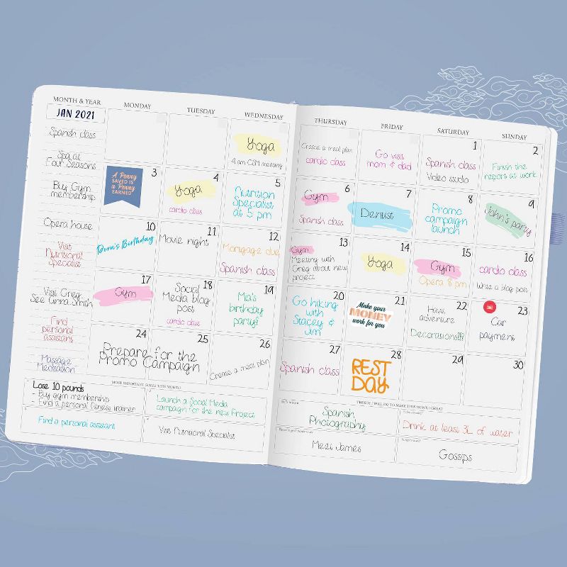 Undated PRO Schedule Planner Weekly/Monthly 8.5&#34;x11&#34; Periwinkle - Legend Planner, 4 of 7