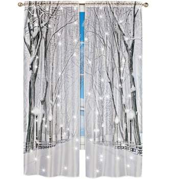 Collections Etc LED Lighted Winter Trees Scene Drapes 36" WIDE