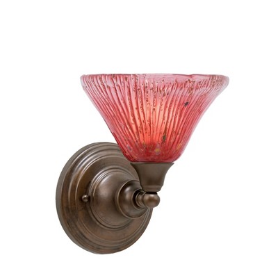 Toltec Lighting Any 1 - Light Sconce in  Bronze with 7" Raspberry Crystal Shade