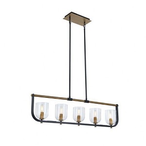 Artcraft Lighting Cheshire 5 - Light Island Pendant Light in  Black/Brass - 1 of 4