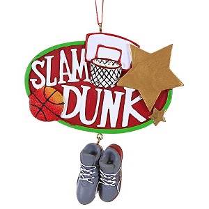 Kurt S. Adler 4.0 Inch Basketball Slam Dunk Ornament Gold Star Shoes Net Tree Ornaments - 1 of 3