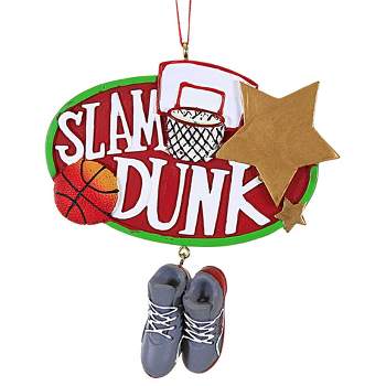 Kurt S. Adler 4.0 Inch Basketball Slam Dunk Ornament Gold Star Shoes Net Tree Ornaments